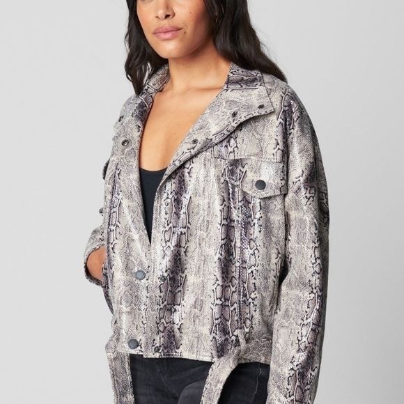 NWT Blank NYC Here We Go Again Faux Leather Snake Moto Jacket Size Small $128 - Picture 2 of 11